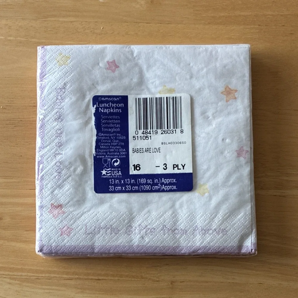 VTG Amscan Baby Shower Paper Napkins 16ct 3-Ply Stars Multicolor X 2